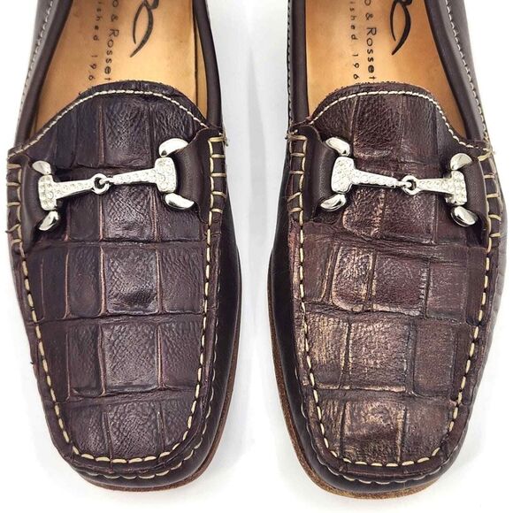 Maggio & Rossetto Brown Leather Croc Embossed Loafers Flats Womens Shoe Size 6 - Picture 4 of 8
